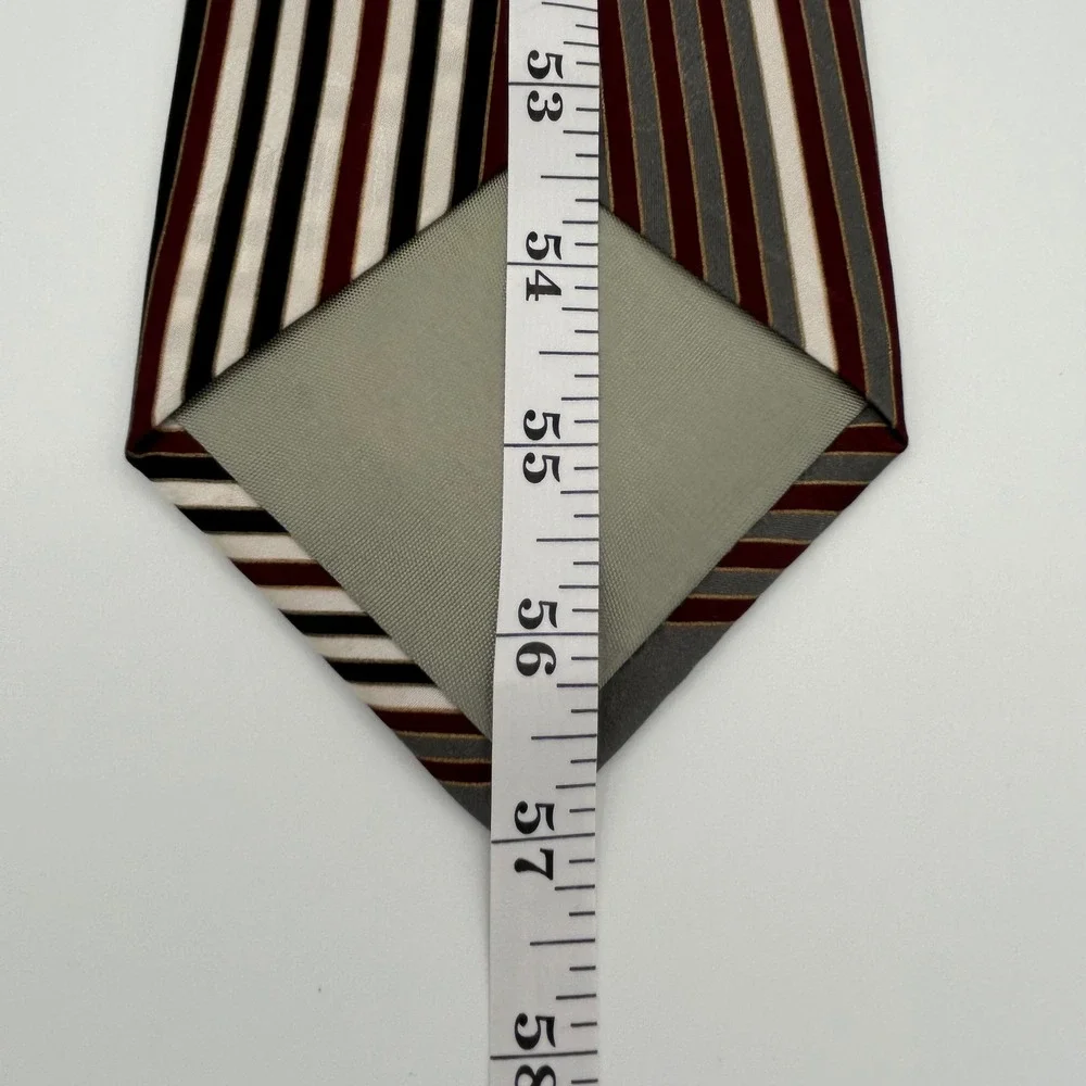 Pierre Cardin Necktie Mens OS Grey Burgundy Silk Geometric Abstract Art Deco 90s